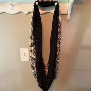 Vanity Infinity Scarf with Aztec Design and Lace